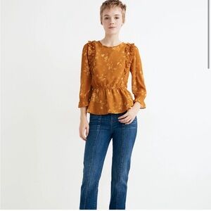 Madewell peplum top with ruffles